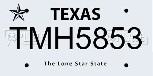 TMH5853 Texas License Plate