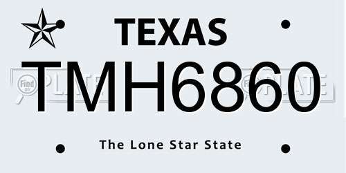 TMH6860 Texas License Plate