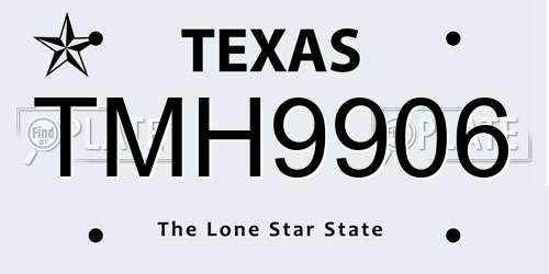 TMH9906 Texas License Plate