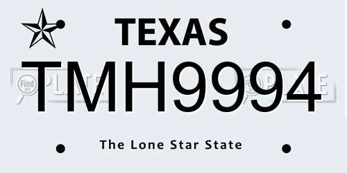TMH9994 Texas License Plate