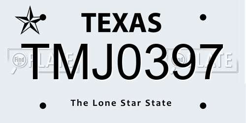 TMJ0397 Texas License Plate