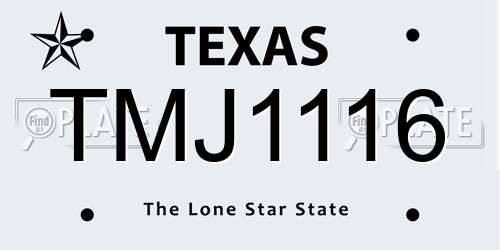 TMJ1116 Texas License Plate