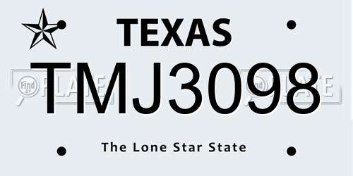 TMJ3098 Texas License Plate