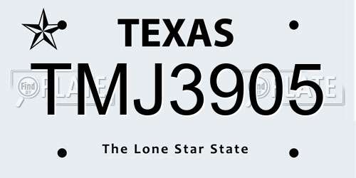 TMJ3905 Texas License Plate