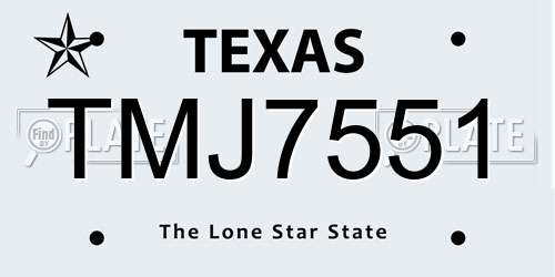 TMJ7551 Texas License Plate