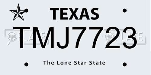 TMJ7723 Texas License Plate