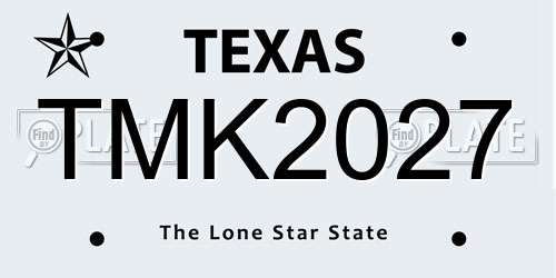 TMK2027 Texas License Plate