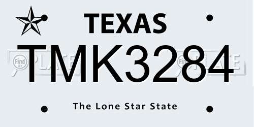TMK3284 Texas License Plate