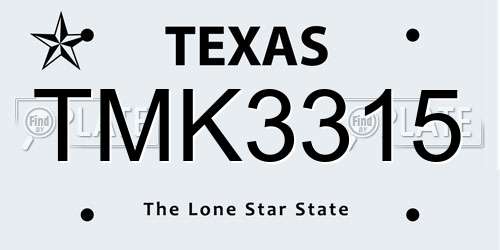 TMK3315 Texas License Plate