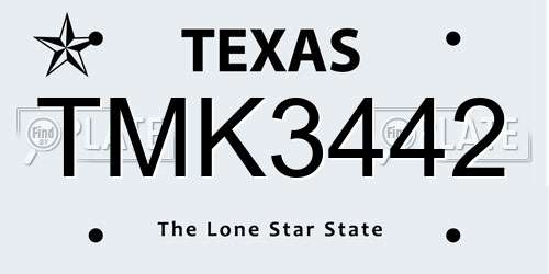 TMK3442 Texas License Plate