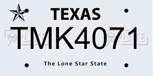 TMK4071 Texas License Plate