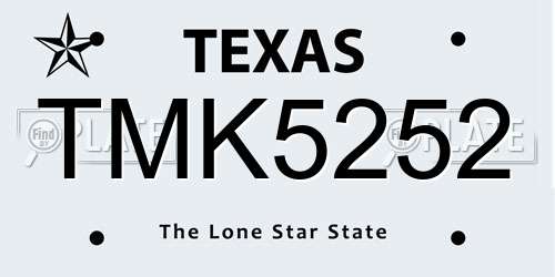 TMK5252 Texas License Plate