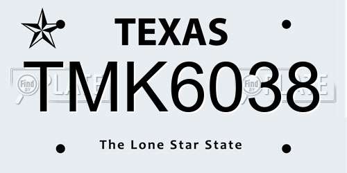 TMK6038 Texas License Plate