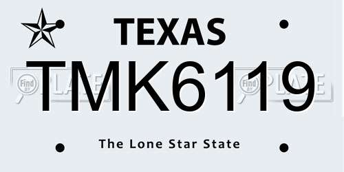 TMK6119 Texas License Plate