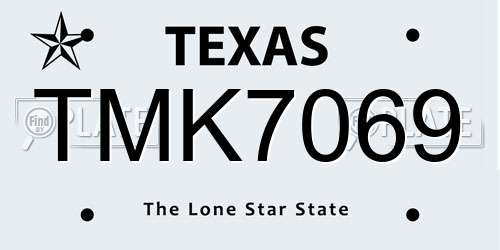 TMK7069 Texas License Plate