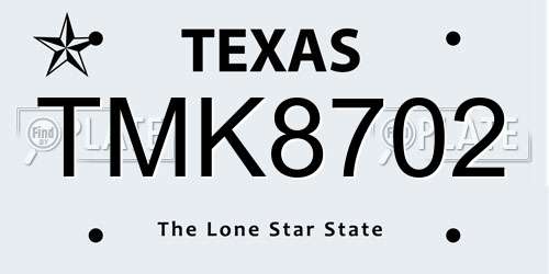 TMK8702 Texas License Plate