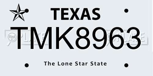 TMK8963 Texas License Plate