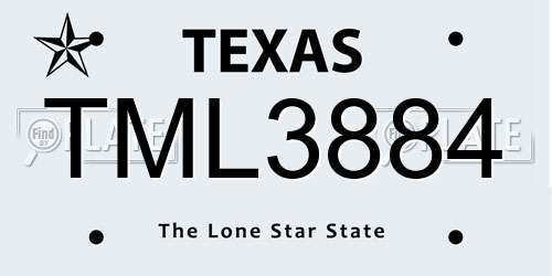 TML3884 Texas License Plate