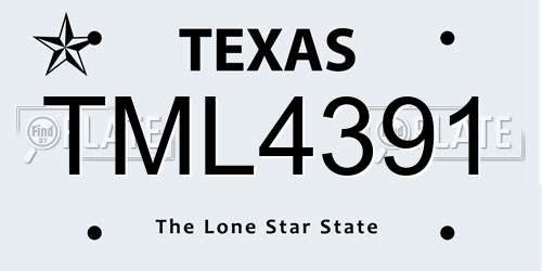TML4391 Texas License Plate