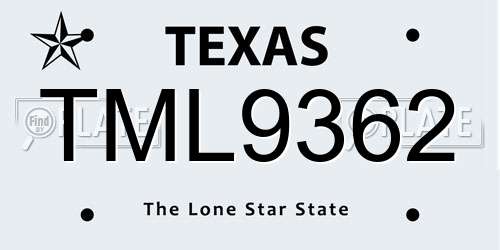 TML9362 Texas License Plate