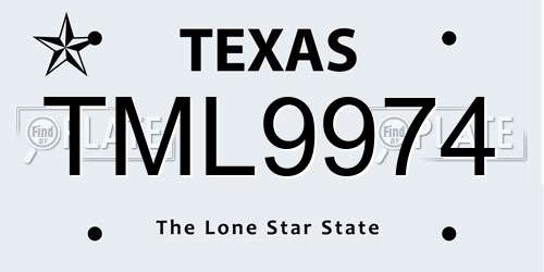 TML9974 Texas License Plate