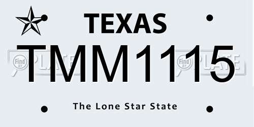 TMM1115 Texas License Plate