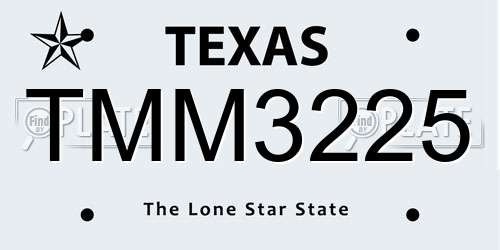 TMM3225 Texas License Plate