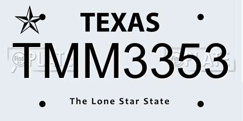 TMM3353 Texas License Plate