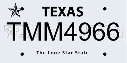 TMM4966 Texas License Plate