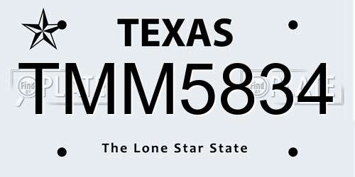 TMM5834 Texas License Plate