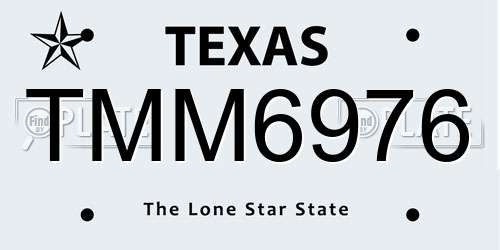TMM6976 Texas License Plate