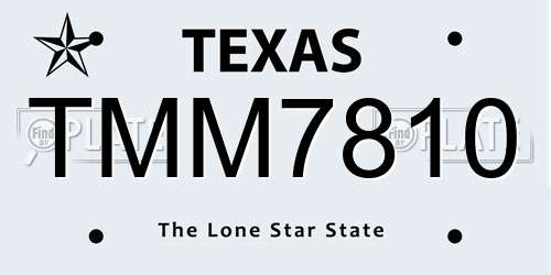 TMM7810 Texas License Plate