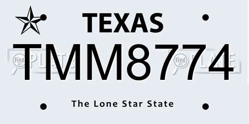TMM8774 Texas License Plate