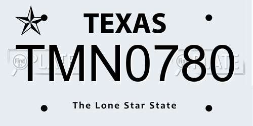 TMN0780 Texas License Plate