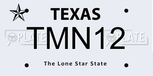 TMN12 Texas License Plate