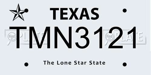 TMN3121 Texas License Plate