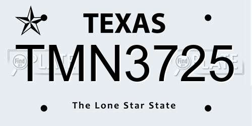 TMN3725 Texas License Plate