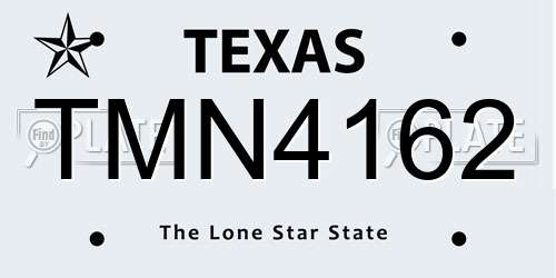 TMN4162 Texas License Plate