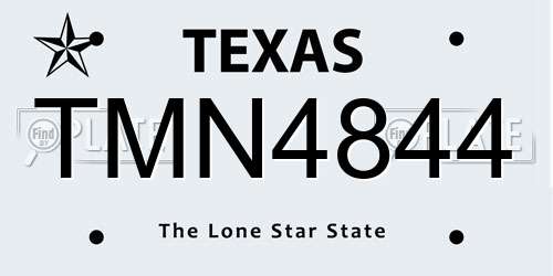 TMN4844 Texas License Plate
