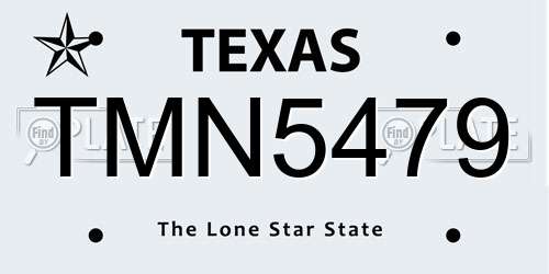 TMN5479 Texas License Plate