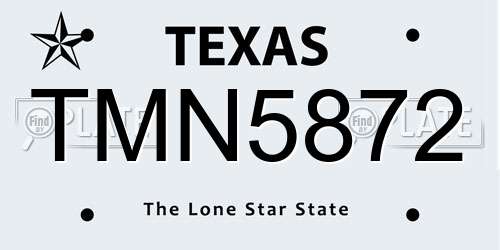 TMN5872 Texas License Plate