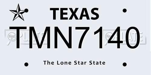 TMN7140 Texas License Plate