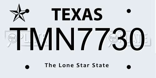 TMN7730 Texas License Plate