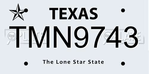TMN9743 Texas License Plate