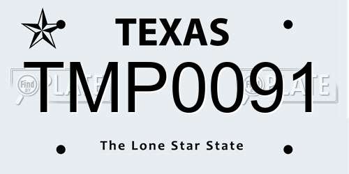 TMP0091 Texas License Plate