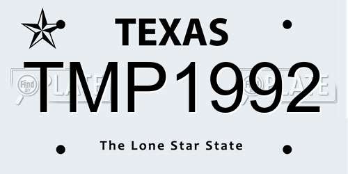 TMP1992 Texas License Plate