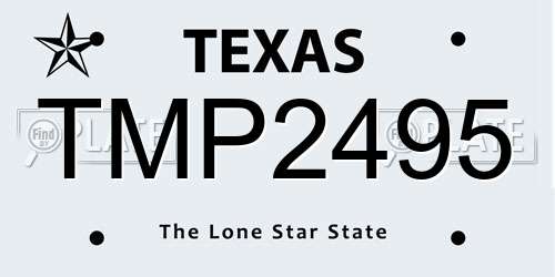 TMP2495 Texas License Plate