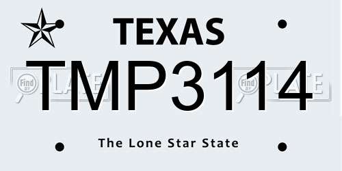 TMP3114 Texas License Plate