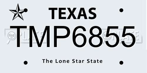 TMP6855 Texas License Plate