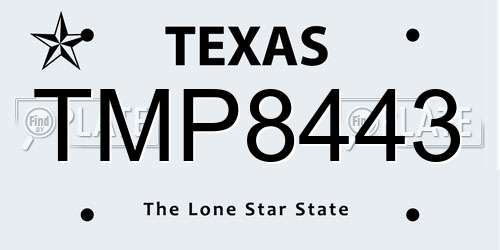 TMP8443 Texas License Plate